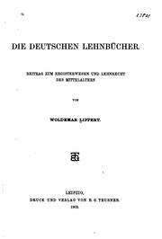 Cover of: Die deutschen lehnbücher