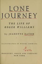 Cover of: Lone Journey the Life of Roger Williams