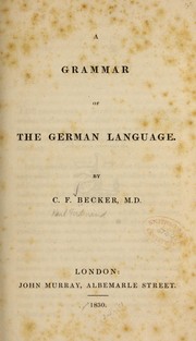 Cover of: A grammar of the German language