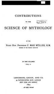Cover of: Contributions to the science of mythology