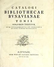 Cover of: Catalogvs bibliothecae Bvnavianae ..