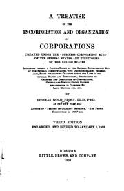 Cover image for A Treatise on the Incorporation and Organization of Corporations