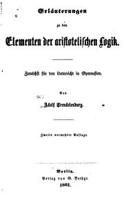 Cover image for Erläuterungen Zu Den Elementen Der Aristotelischen Logik