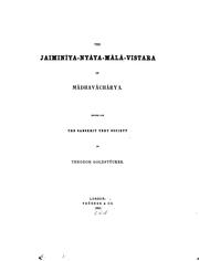 Cover of: The Jaiminīya-nyāya-mālā-vistara of Mādhavāchārya