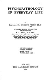 Cover of: Zur psychopathologie des alltagslebens (The psychopathology of everyday life)