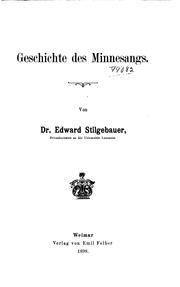 Cover of: Geschichte des minnesangs