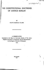 Cover image for The Constitutional Doctrines of Justice Harlan