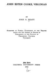 Cover of: John Esten Cooke, Virginian