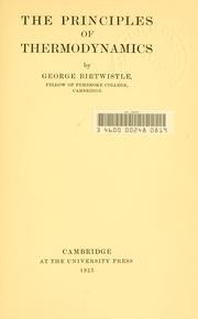 Cover of: The principles of thermodynamics