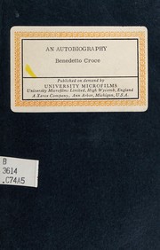 Cover of: Benedetto Croce, an autobiography