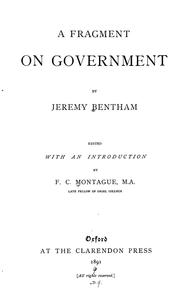 Cover of: A fragment on government