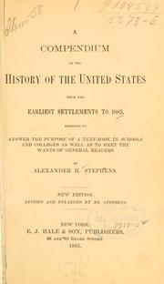Cover of: A compendium of the history of the United States from the earliest settlements to 1883