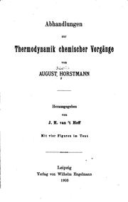 Cover of: Abhandlungen zur Thermodynamik chemischer Vorgänge