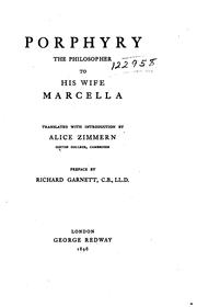 Cover of: Porphyry, the philosopher, to his wife, Marcella