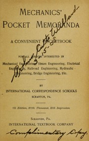 Cover of: Mechanics' pocket memoranda