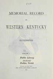 Cover of: Memorial record of western Kentucky ...