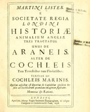 Cover of: Martini Lister Historiæ animalium Angliæ