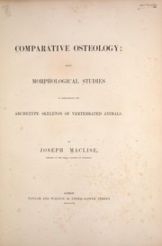 Cover of: Comparative osteology