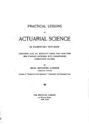 Cover of: Practical lessons in actuarial science