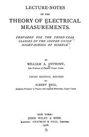 Cover image for Lecture-notes on the Theory of Electrical Measurements