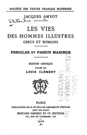 Cover of: Les vies des hommes illustres grecs et romains