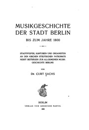 Cover of: Musikgeschichte der stadt Berlin bis zum jahre 1800