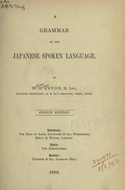 Cover of: A grammar of the Japanese spoken language