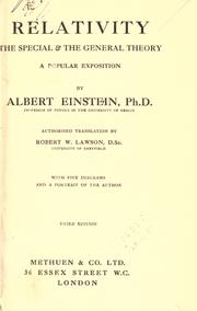 Cover of: Relativity, the special and the general theory: a popular exposition