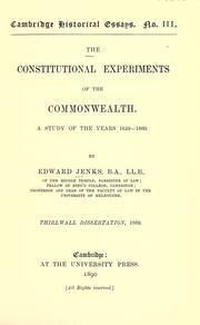 Cover of: The constitutional experiments of the Commonwealth