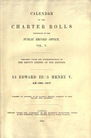 Cover of: Calendar of the Charter Rolls preserved in the Public Record Office