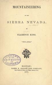 Cover of: Mountaineering in the Sierra Nevada