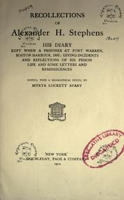 Cover of: Recollections of Alexander H. Stephens