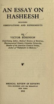Cover of: An essay on hasheesh