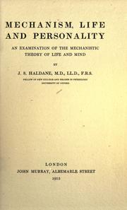 Cover of: Mechanism, life and personality