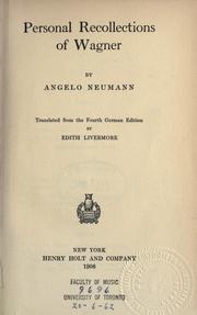 Cover of: Personal recollections of Wagner