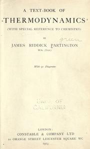 Cover of: A text-book of thermodynamics: (with special reference to chemistry)