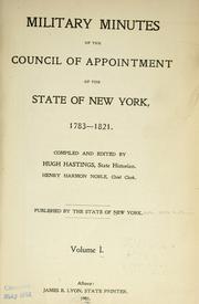 Cover of: Military minutes of the Council of appointment of the state of New York, 1783-1821