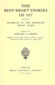 Cover of: The Best Short Stories of 1917