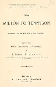 Cover of: From Milton to Tennyson