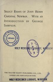 Cover of: Select essays of John Henry cardinal Newman