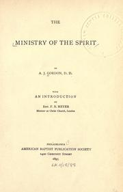 Cover of: The ministry of the Spirit