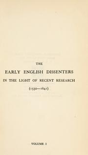 Cover of: The early English dissenters