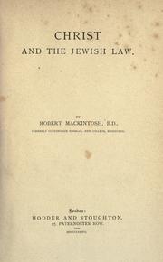 Cover of: Christ and the Jewish law