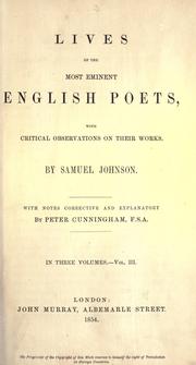 Cover of: The lives of the most eminent English poets: with critical observations on their works