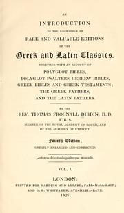 Cover image for An Introduction to the Knowledge of Rare and Valuable Editions of the Greek and Latin Classics