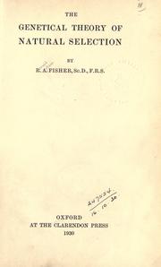 Cover of: The genetical theory of natural selection