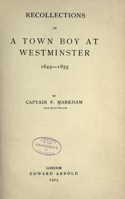 Cover of: Recollections of a town boy at Westminster, 1849-1855