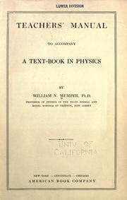 Cover of: Teachers' manual to accompany A text-book in physics