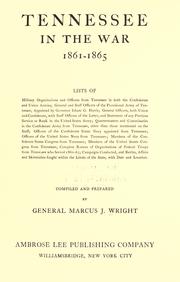 Cover of: Tennessee in the war, 1861-1865