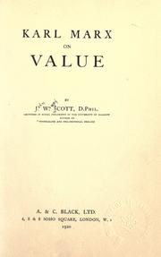 Cover of: Karl Marx on value